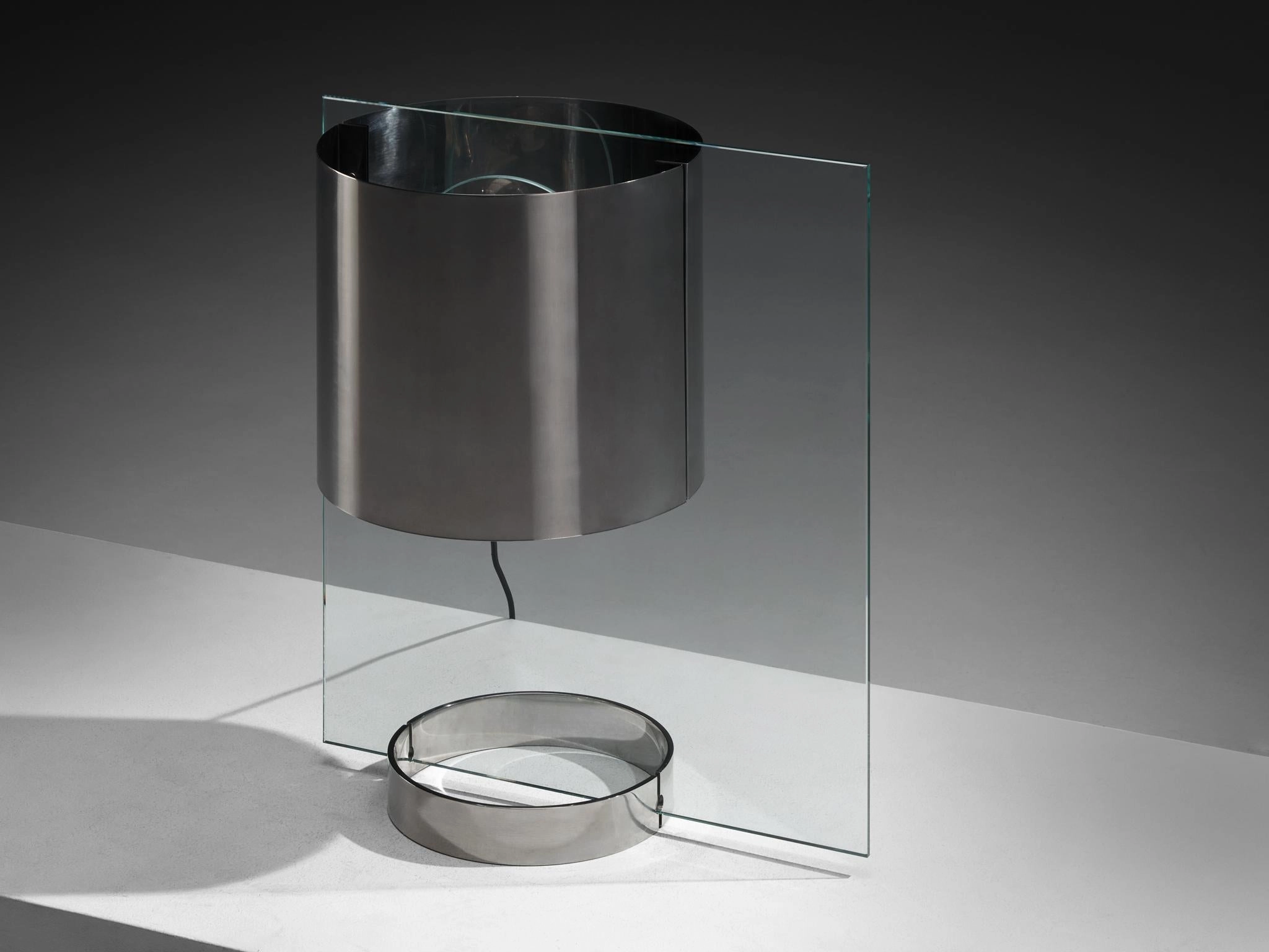 Lumenform Table Lamp in Glass and Chrome 1970s