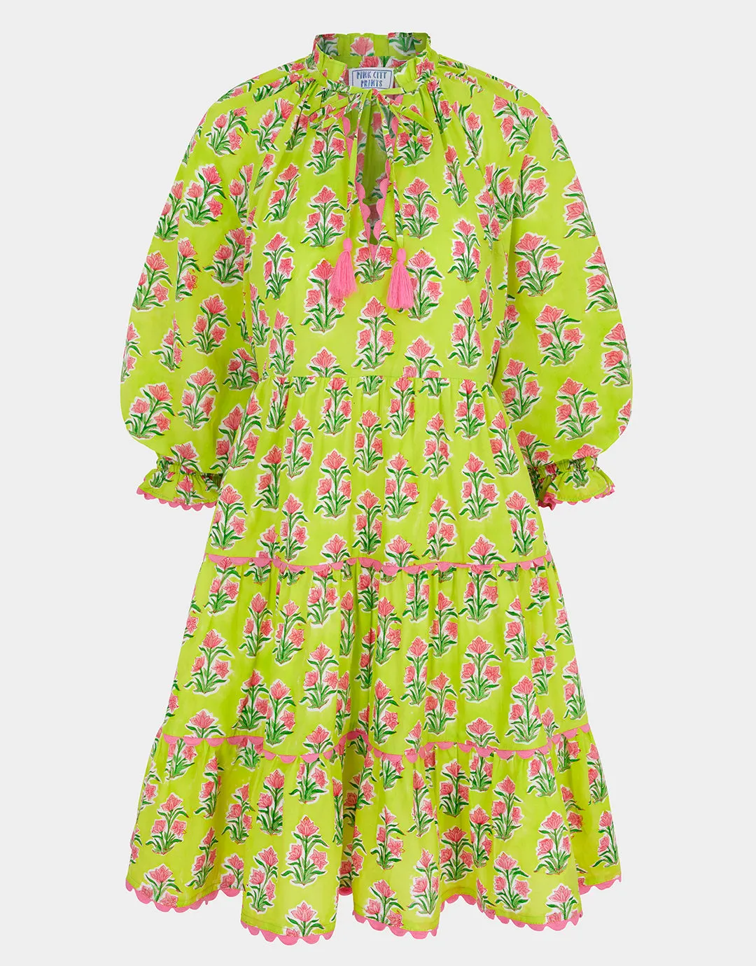 Luna Mini Dress - Lime Tulip