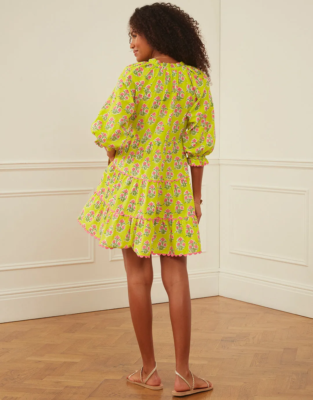 Luna Mini Dress - Lime Tulip