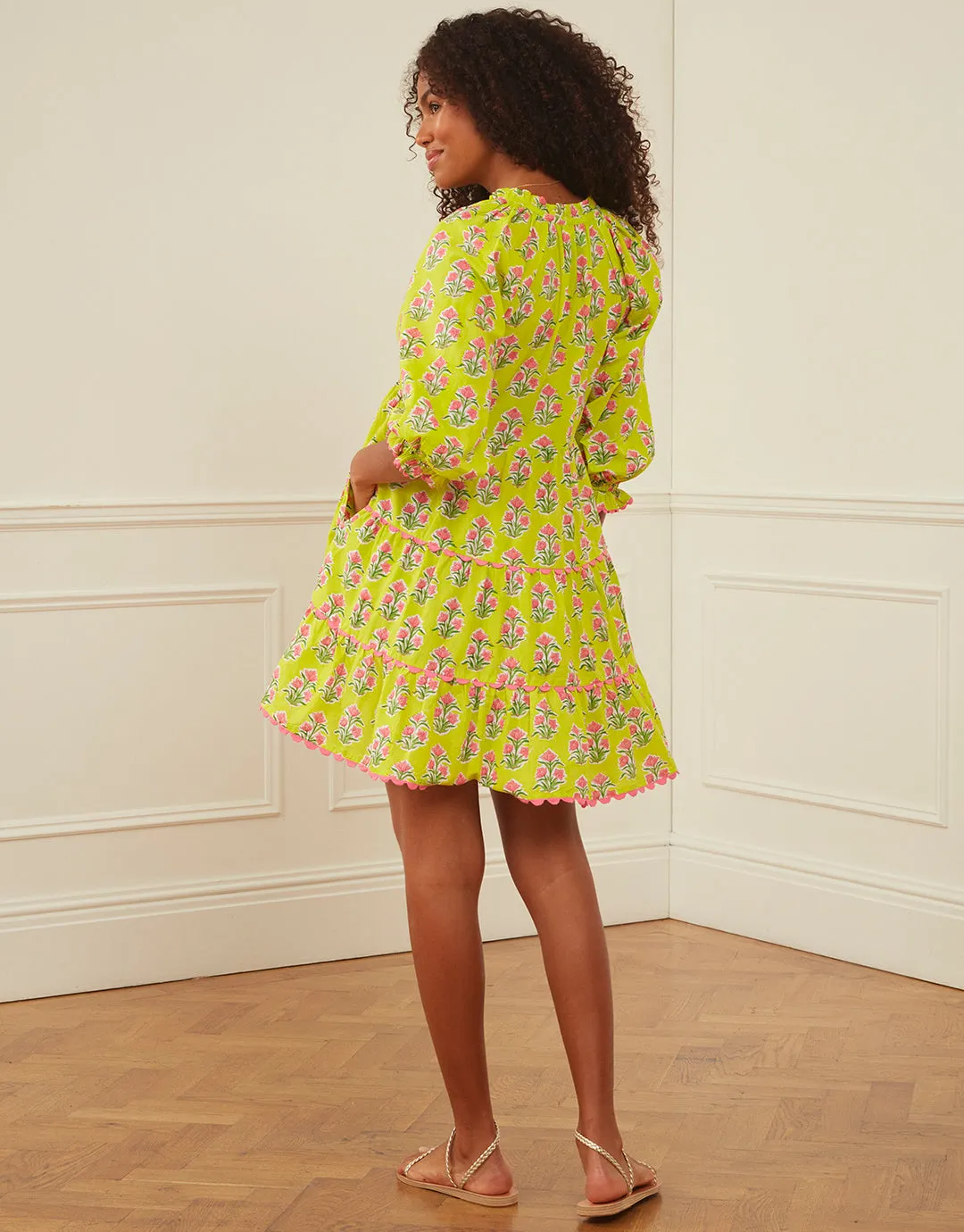 Luna Mini Dress - Lime Tulip