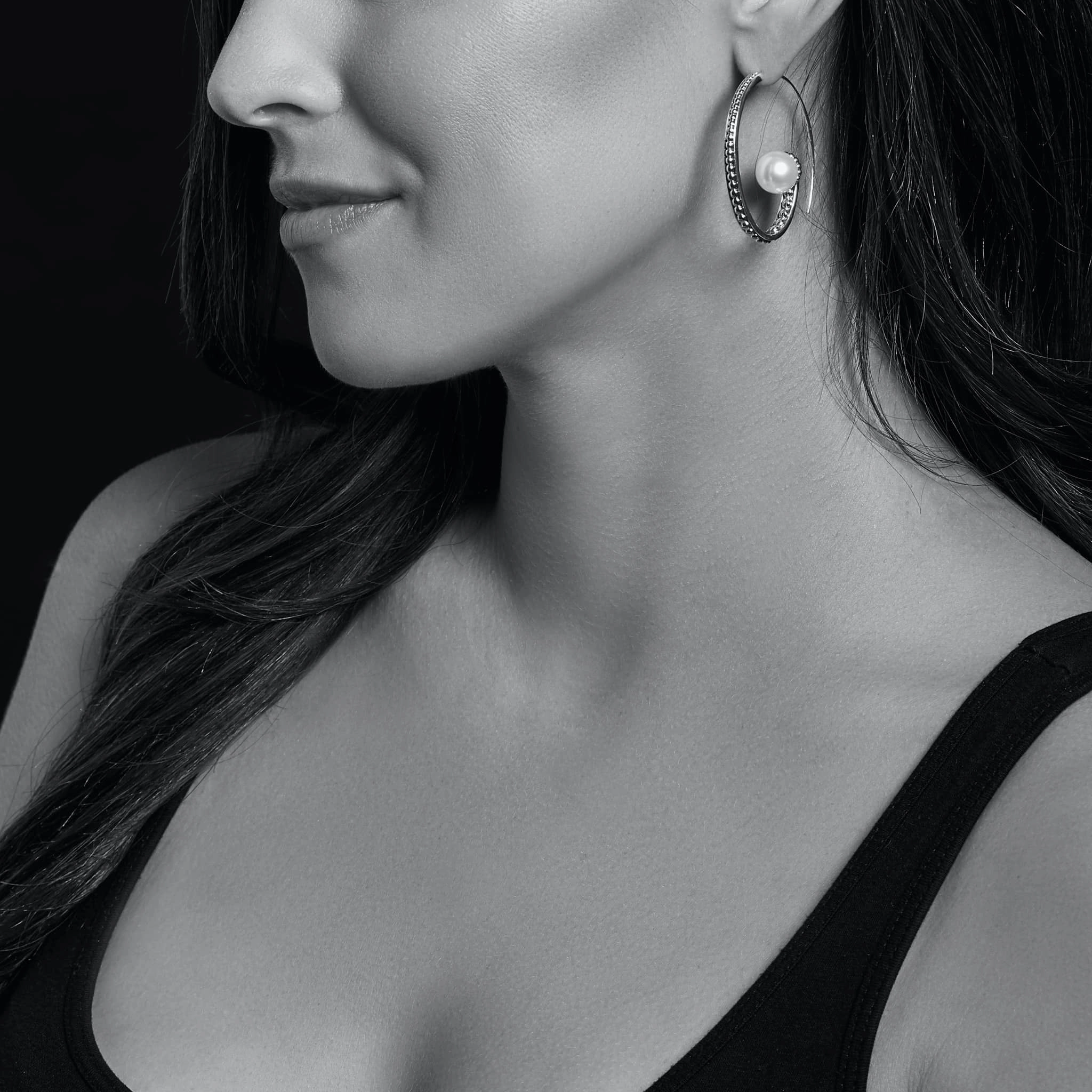 Luna Statement Pearl Hoop Earrings