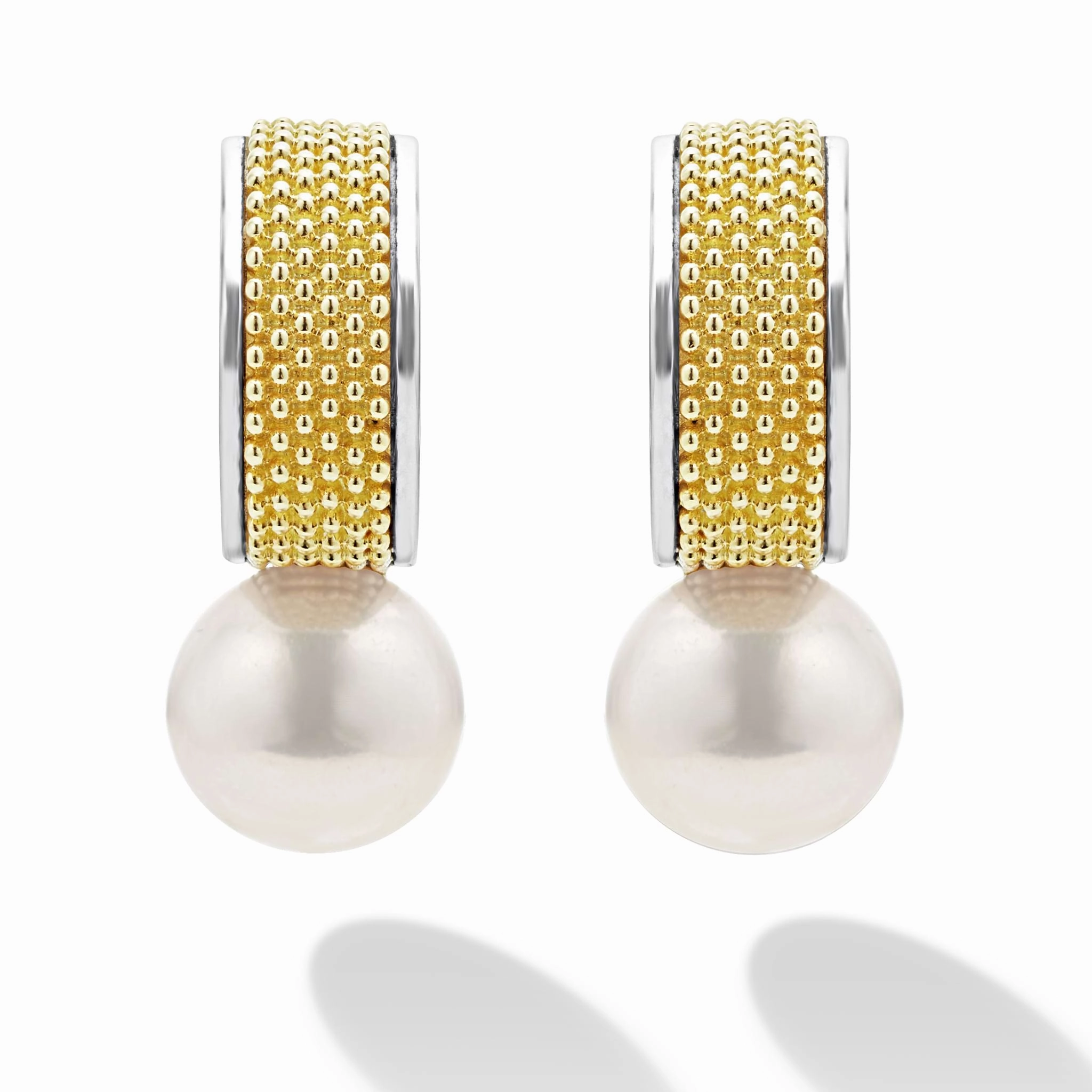 Luna Two-Tone Pearl Hoop Earrings