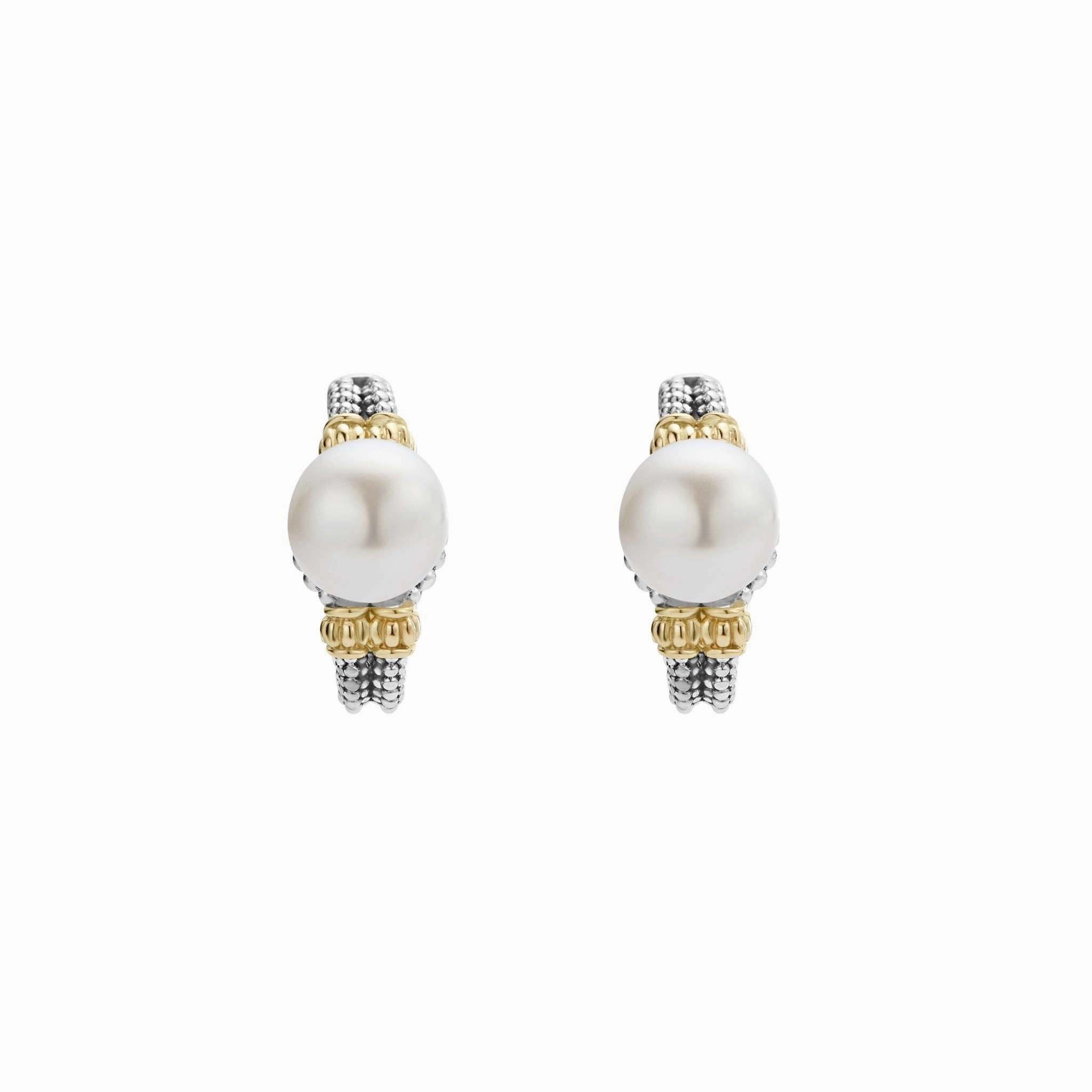 Luna Two-Tone Pearl Huggie Earrings