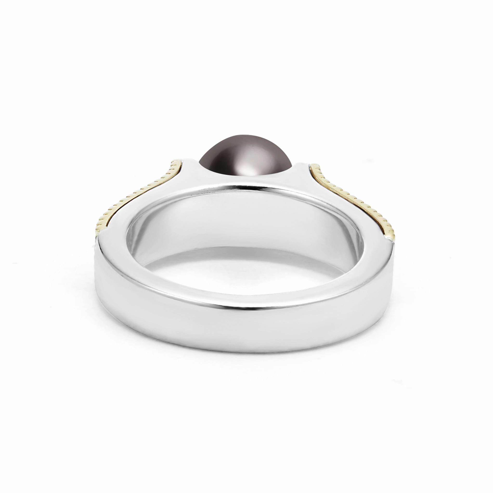 Luna Two-Tone Tahitian Black Pearl Ring