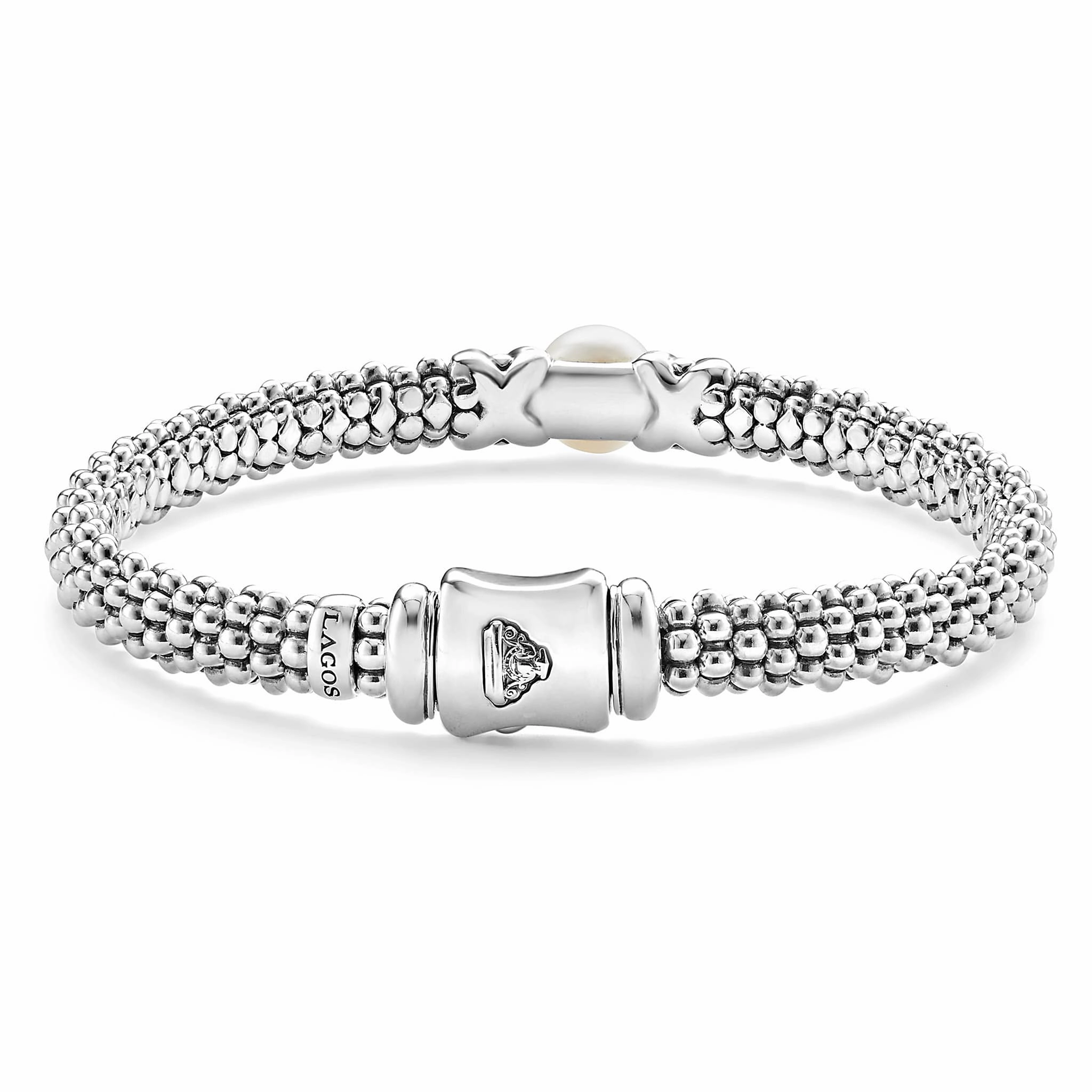Luna Two-Tone X Pearl Caviar Bracelet | 6mm