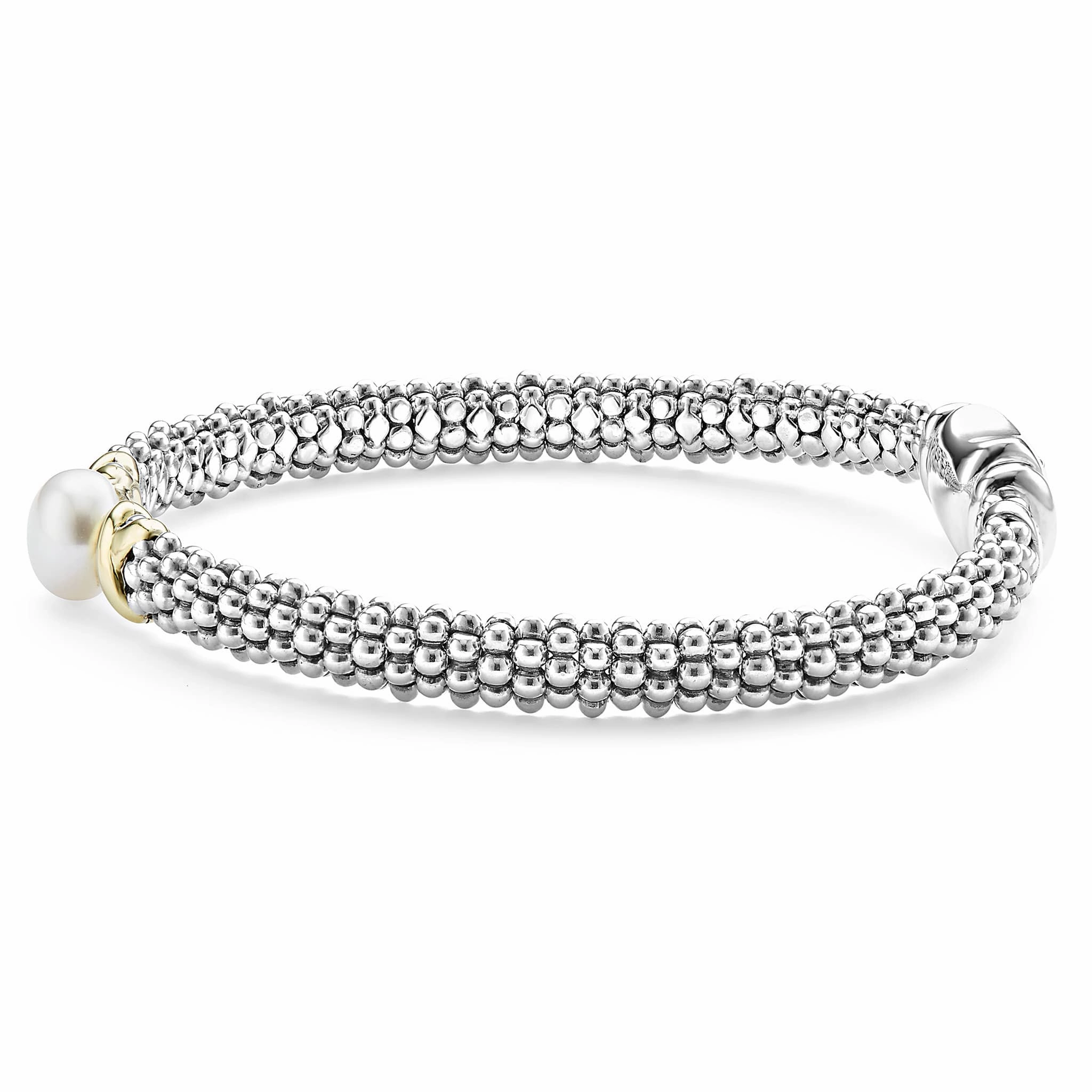 Luna Two-Tone X Pearl Caviar Bracelet | 6mm