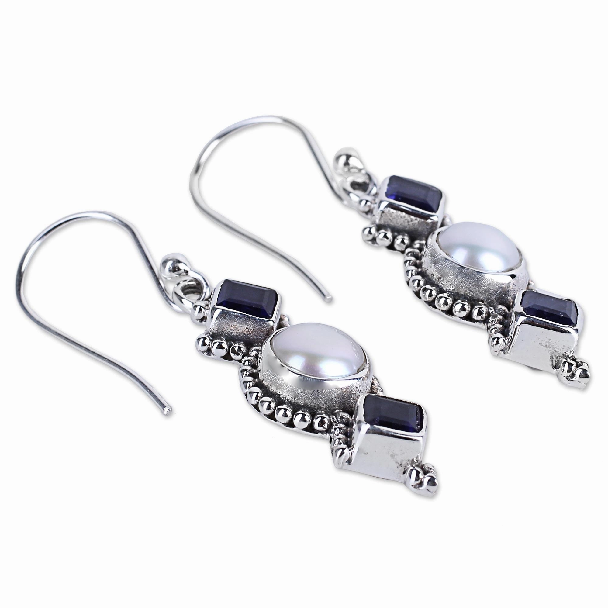 Lunar Allure Silver Dangle Earrings