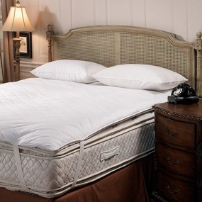 Luxury Hypoallergenic Quilted Feather Bed with Anchor Straps - White mattress pads,mattress topper,bed protection