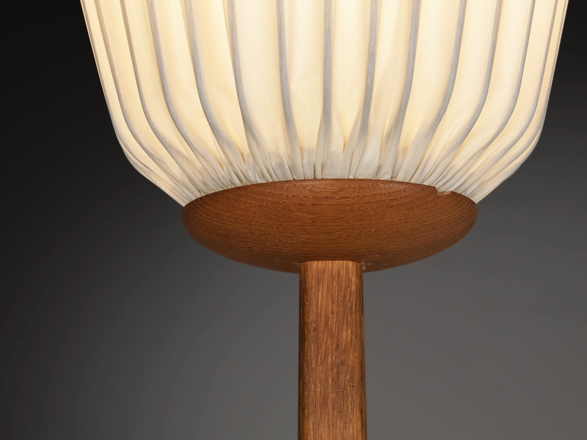 Luxus Vittsj Swedish Modern Floor Lamp in Oak with Silk Shade