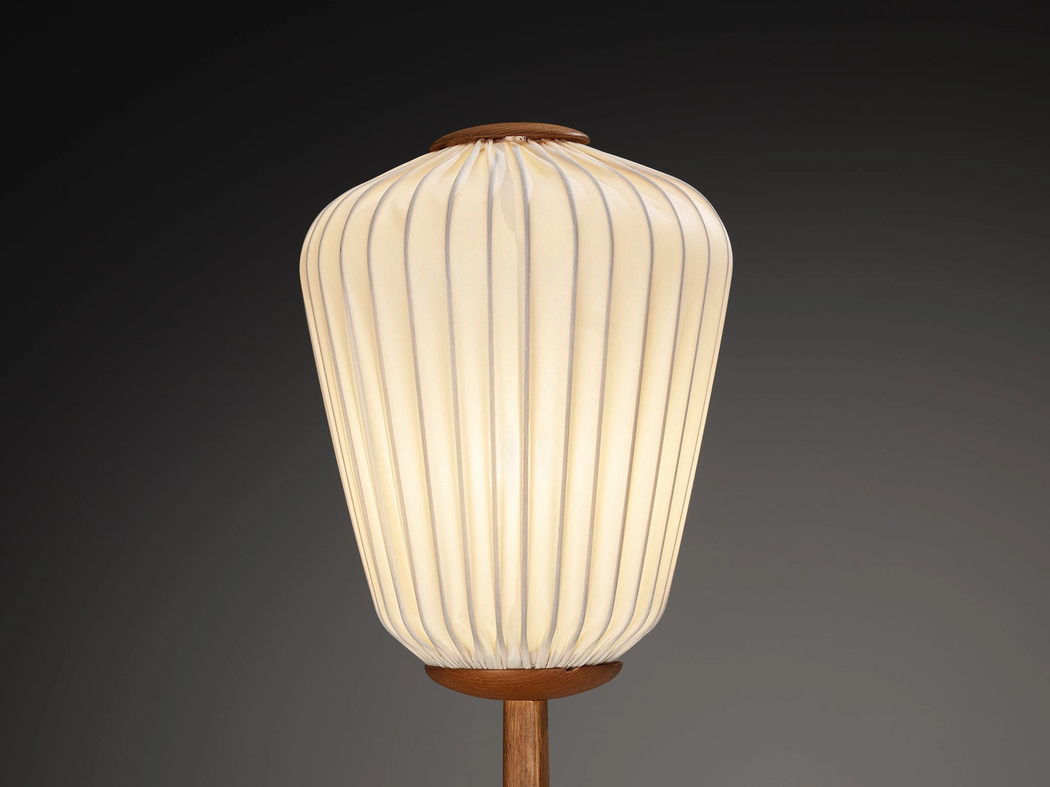 Luxus Vittsj Swedish Modern Floor Lamp in Oak with Silk Shade