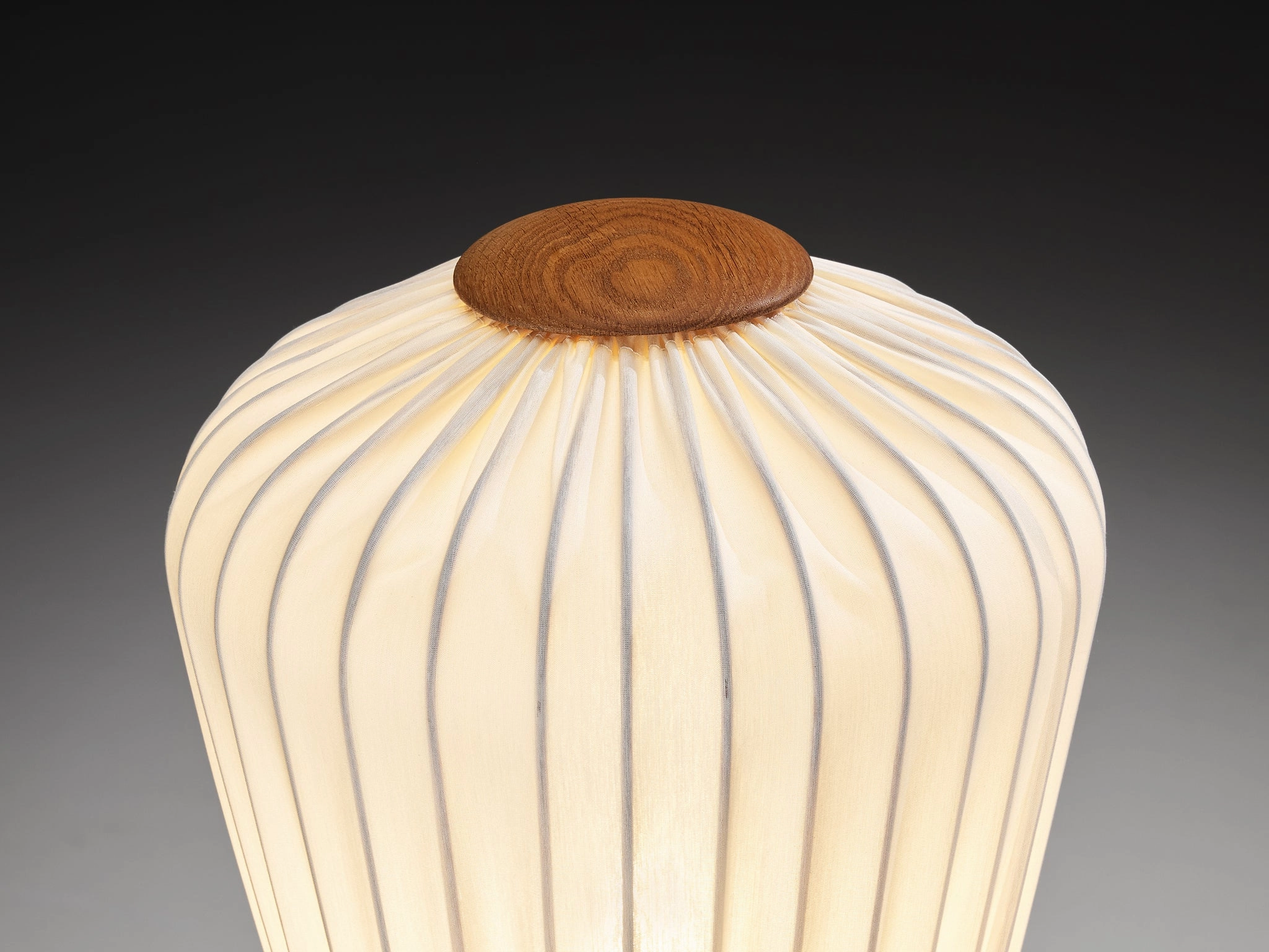 Luxus Vittsj Swedish Modern Floor Lamp in Oak with Silk Shade