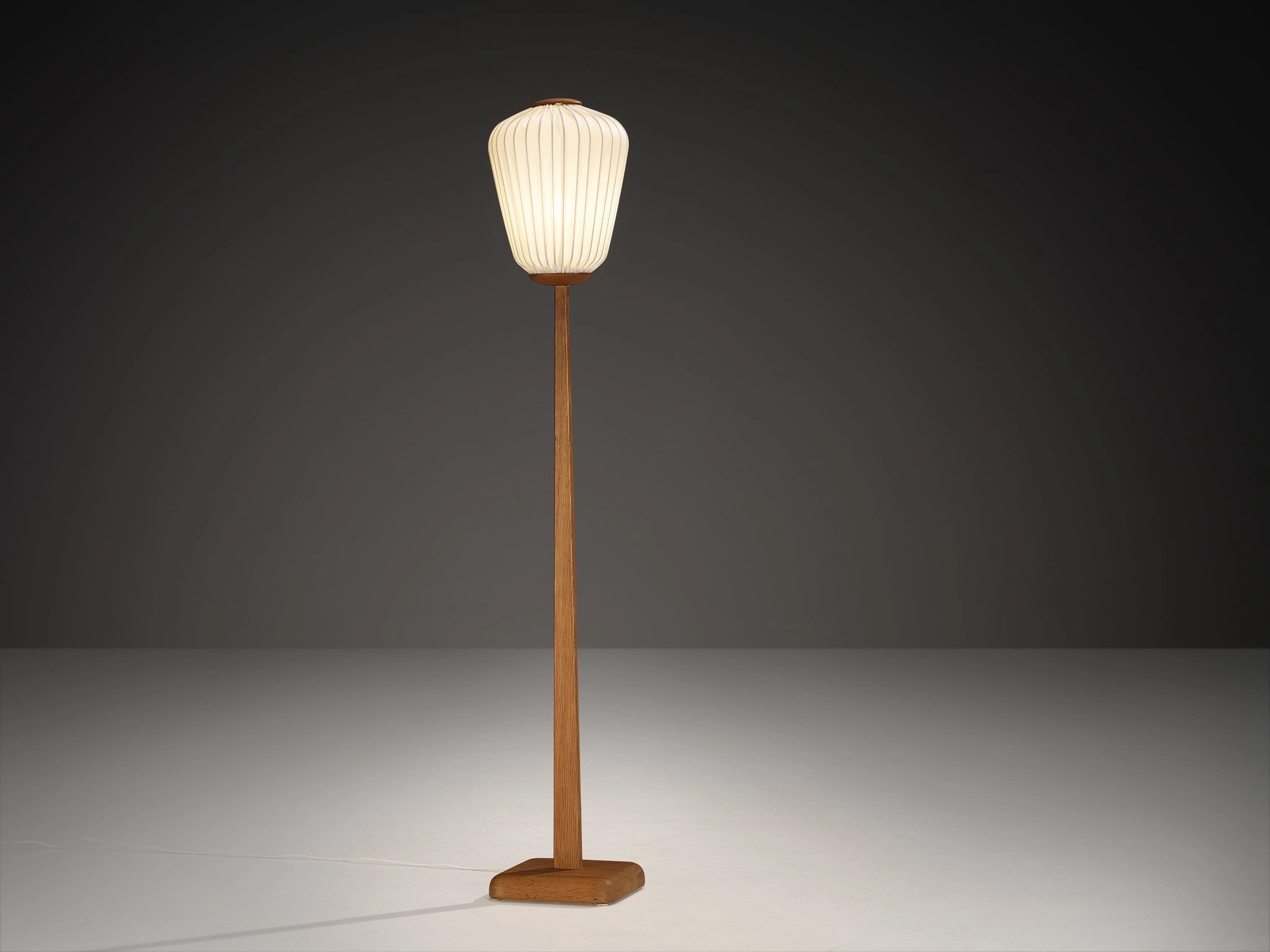 Luxus Vittsj Swedish Modern Floor Lamp in Oak with Silk Shade