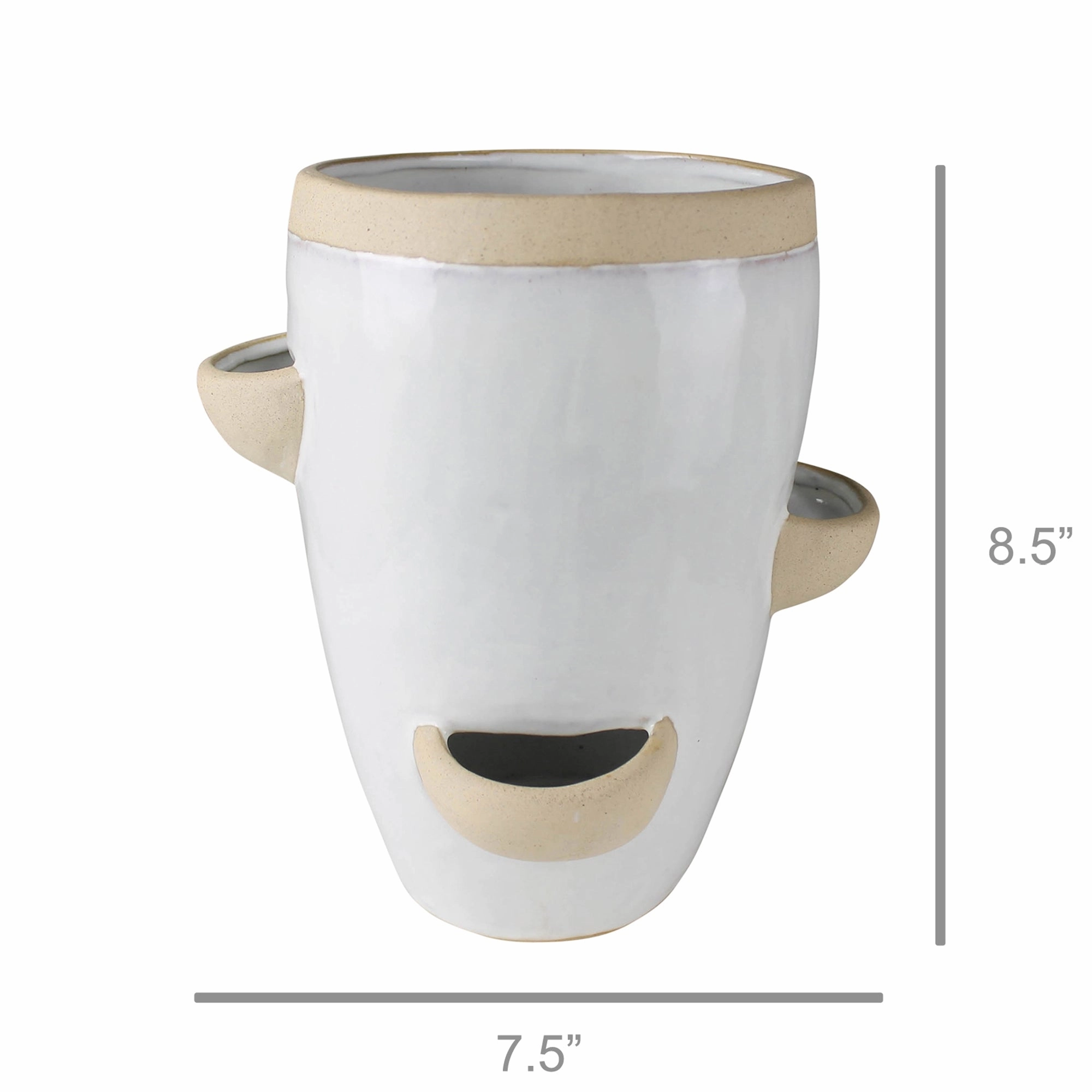 Lyna Scalloped Cachepot, Ceramic - White