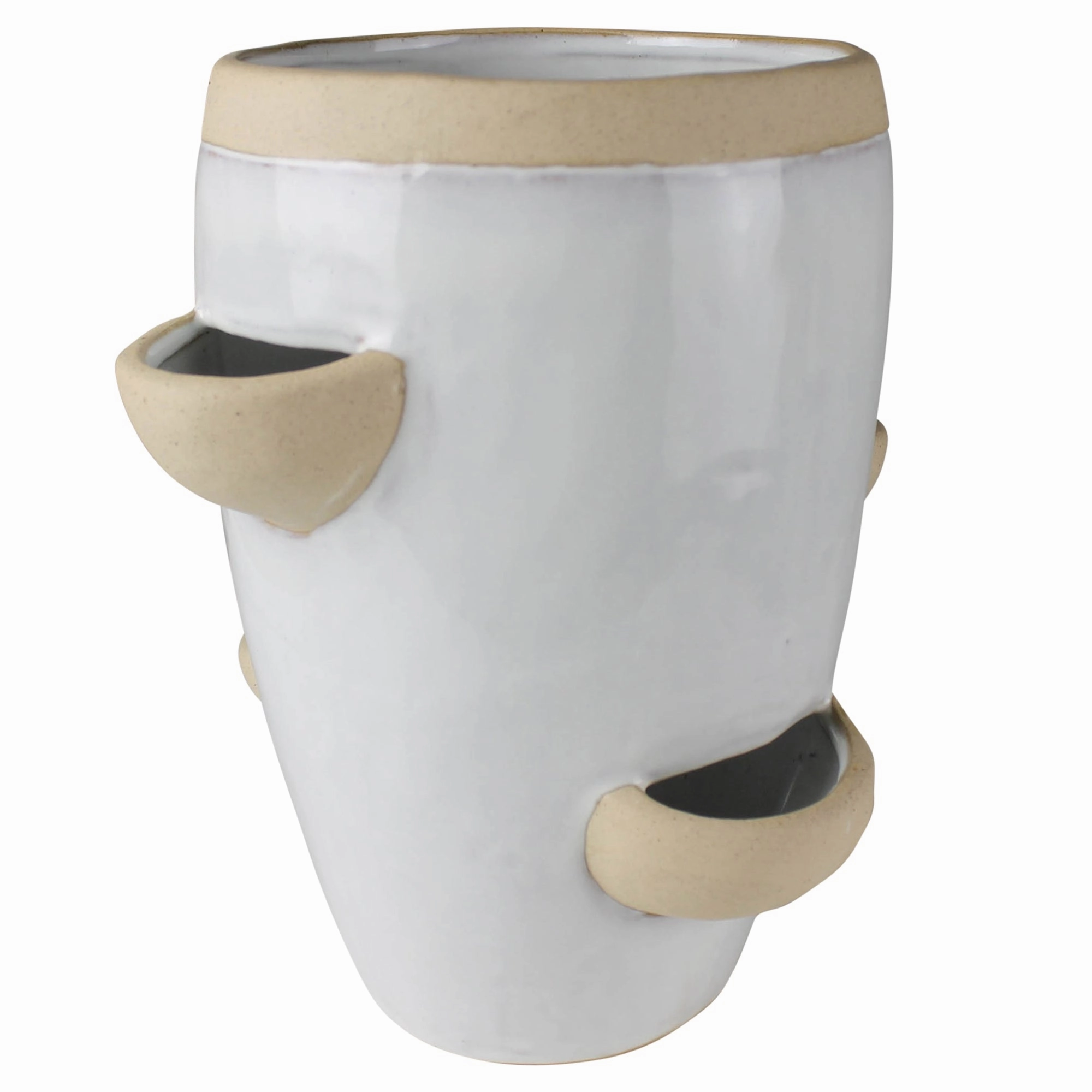 Lyna Scalloped Cachepot, Ceramic - White