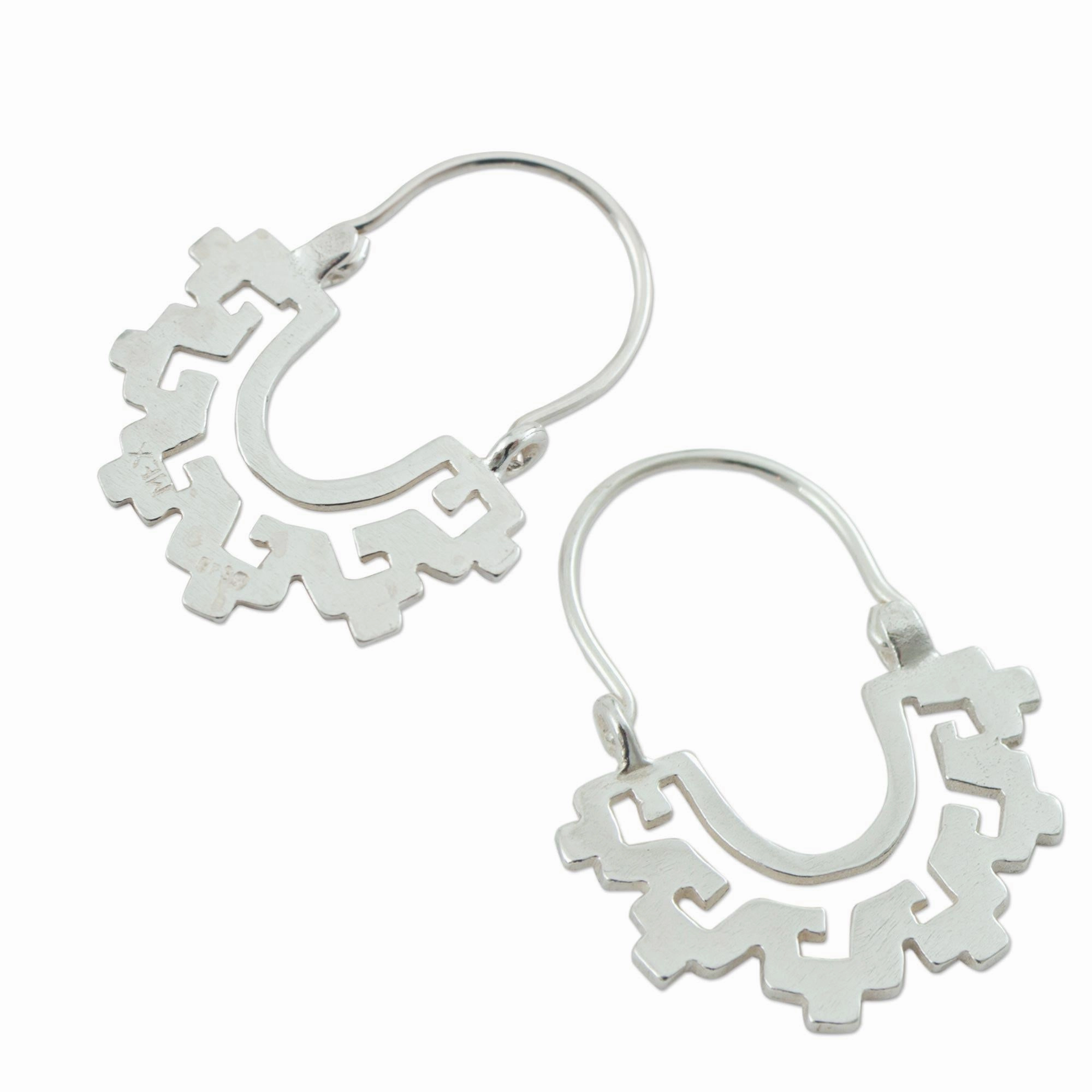 Magical Mitla Collectible Sterling Silver Hoop Earrings