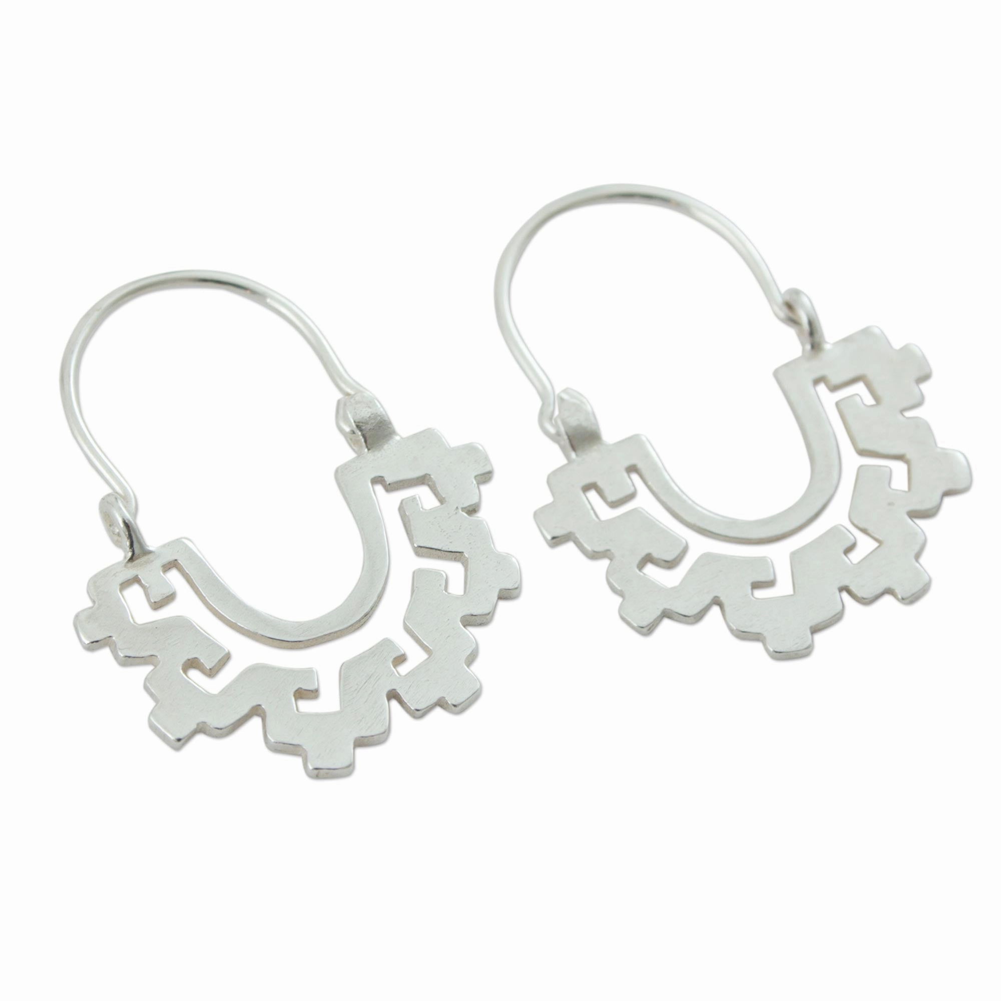 Magical Mitla Collectible Sterling Silver Hoop Earrings