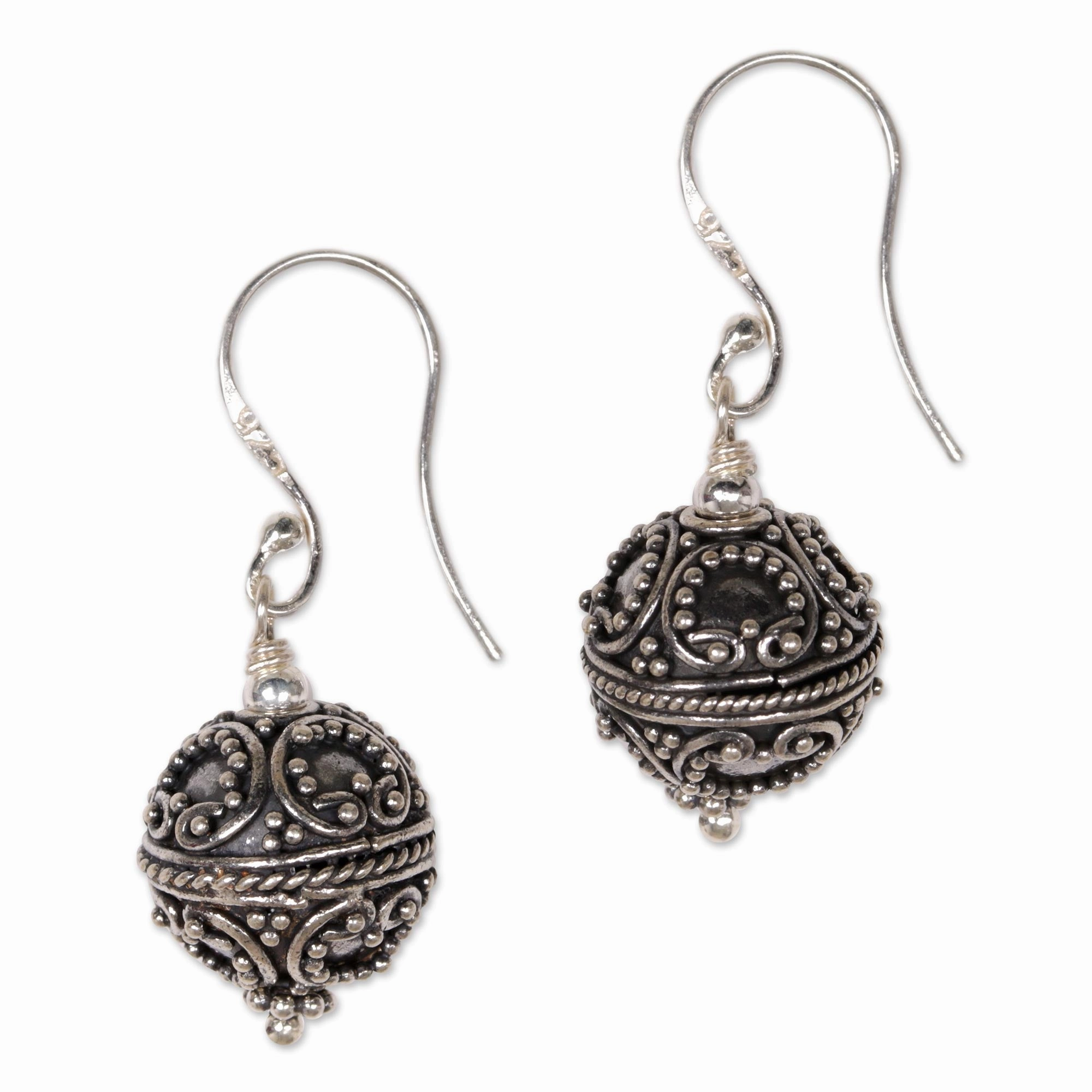Majestic Bali Sterling Silver Ornate Dangle Earrings from Indonesia