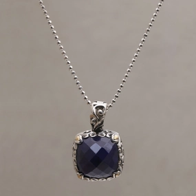 Majestic Eden Sapphire and Gold Accented Sterling Silver Pendant Necklace