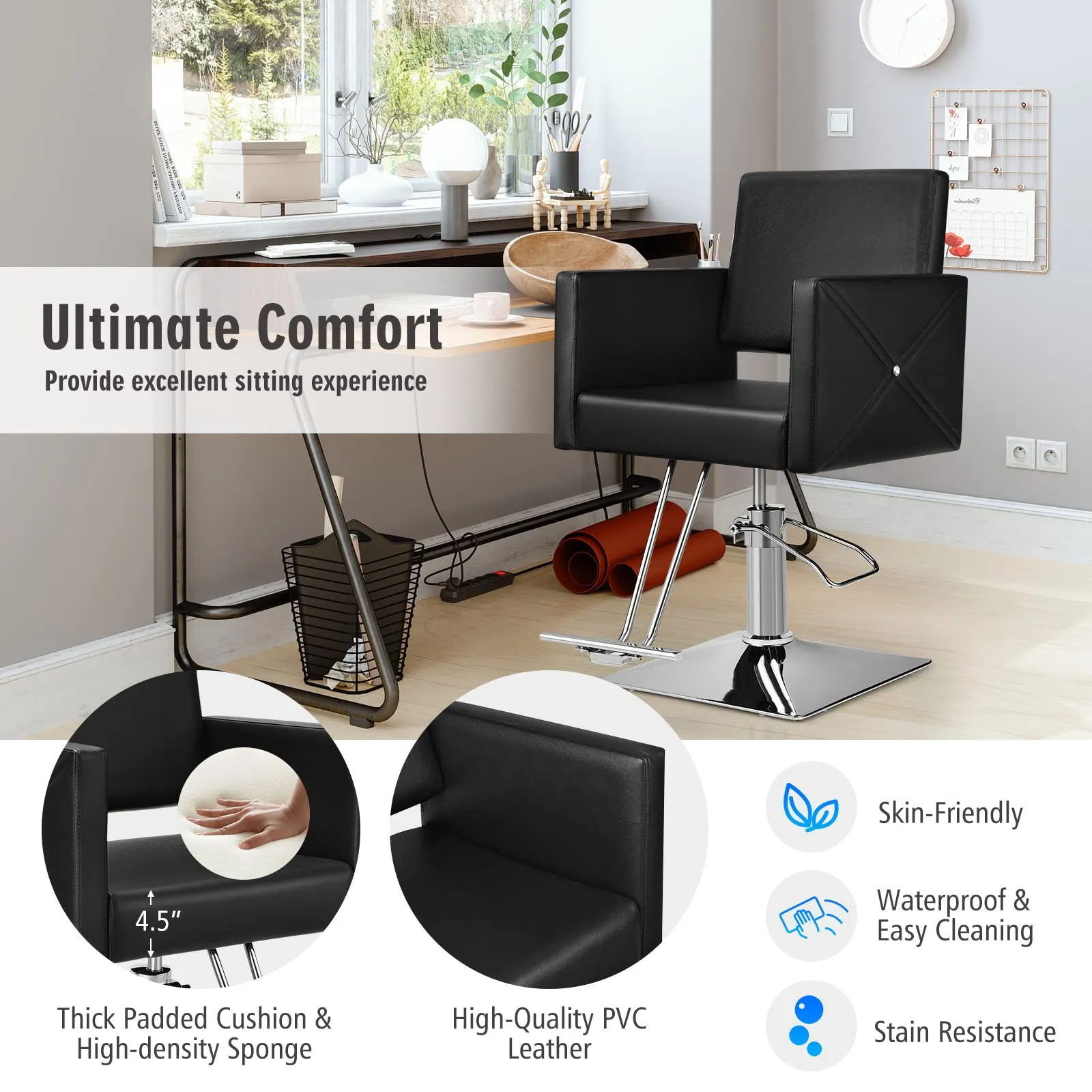 Makeup Hair Salon Chairs for Hair Stylist, Load up 330 LBS