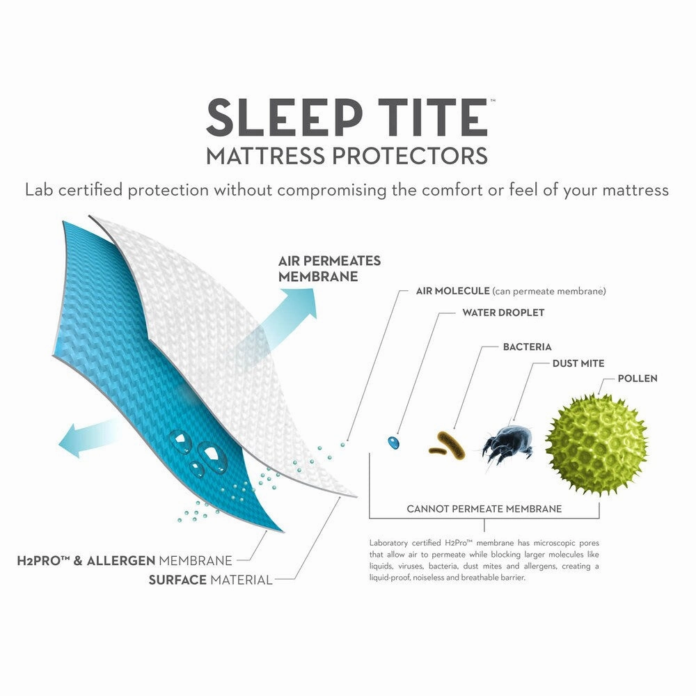 Malouf Sleep Tite Quilt Tite Quilted Waterproof Cotton Mattress Protector - White