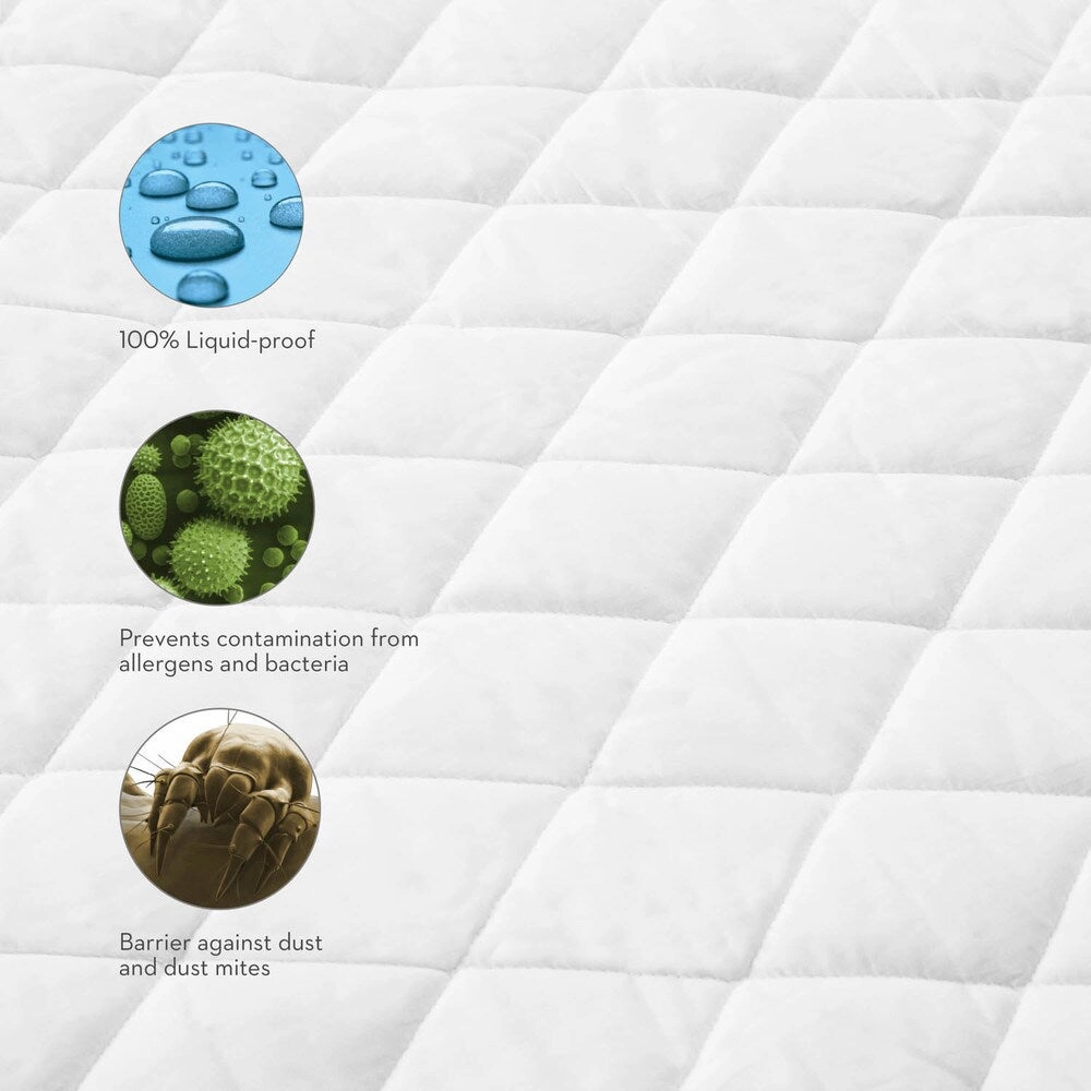 Malouf Sleep Tite Quilt Tite Quilted Waterproof Cotton Mattress Protector - White