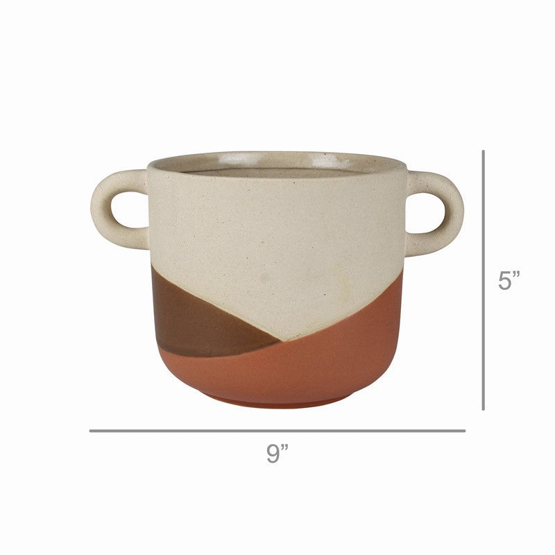 Manitu Cachepot with Handles, Ceramic - Lrg
