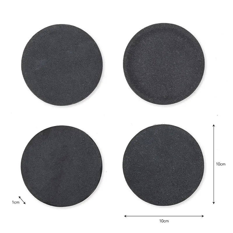 Marble Set of 4 Coasters, D10cm, Black