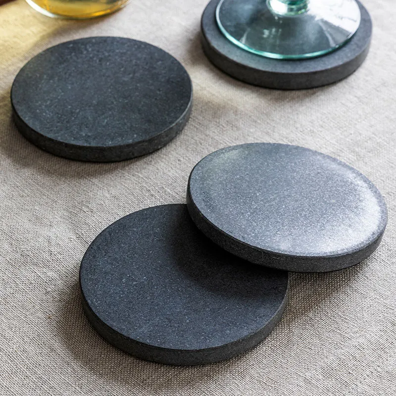Marble Set of 4 Coasters, D10cm, Black tufted headboard, king headboard