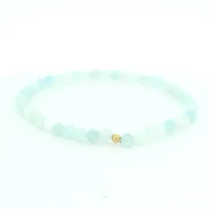 March Birthstone Bracelet: 4Mm Faceted Aquamarine Bracelet With Gold Filled Finishing Bead