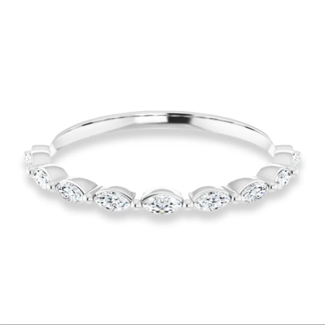 Marquise Diamond Shared Prong Wedding Band