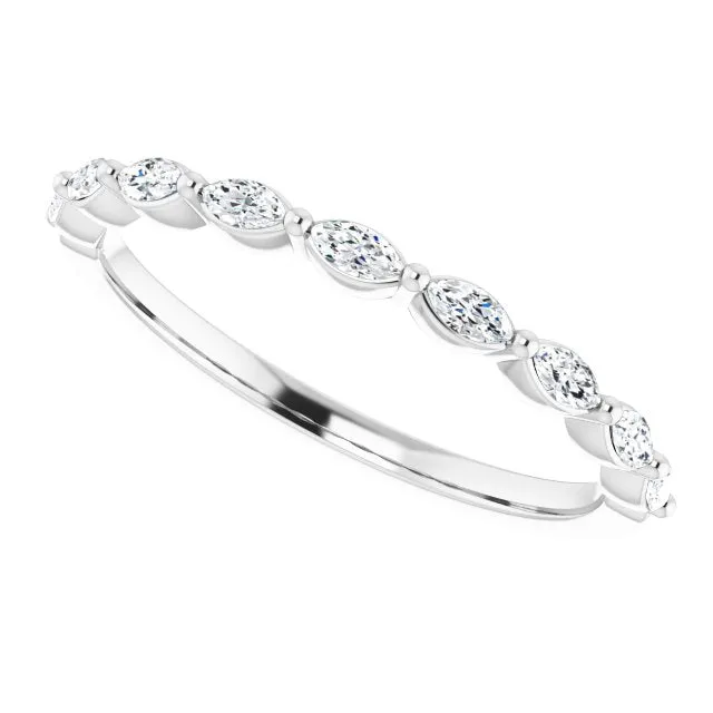 Marquise Diamond Shared Prong Wedding Band