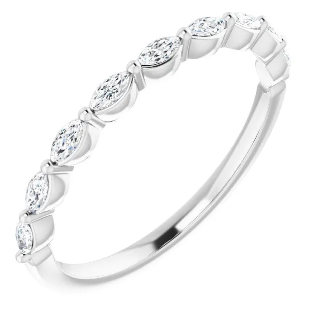 Marquise Diamond Shared Prong Wedding Band