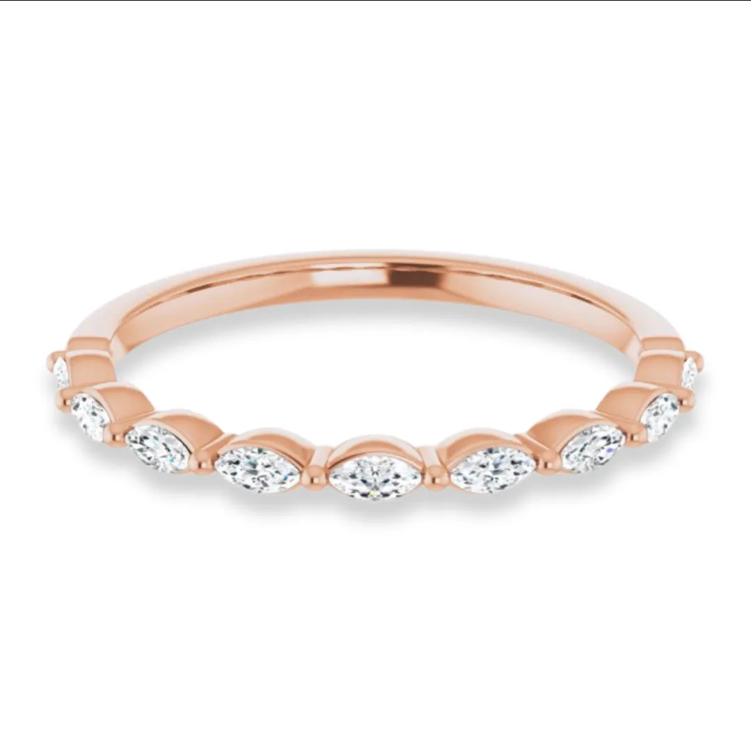 Marquise Diamond Shared Prong Wedding Band