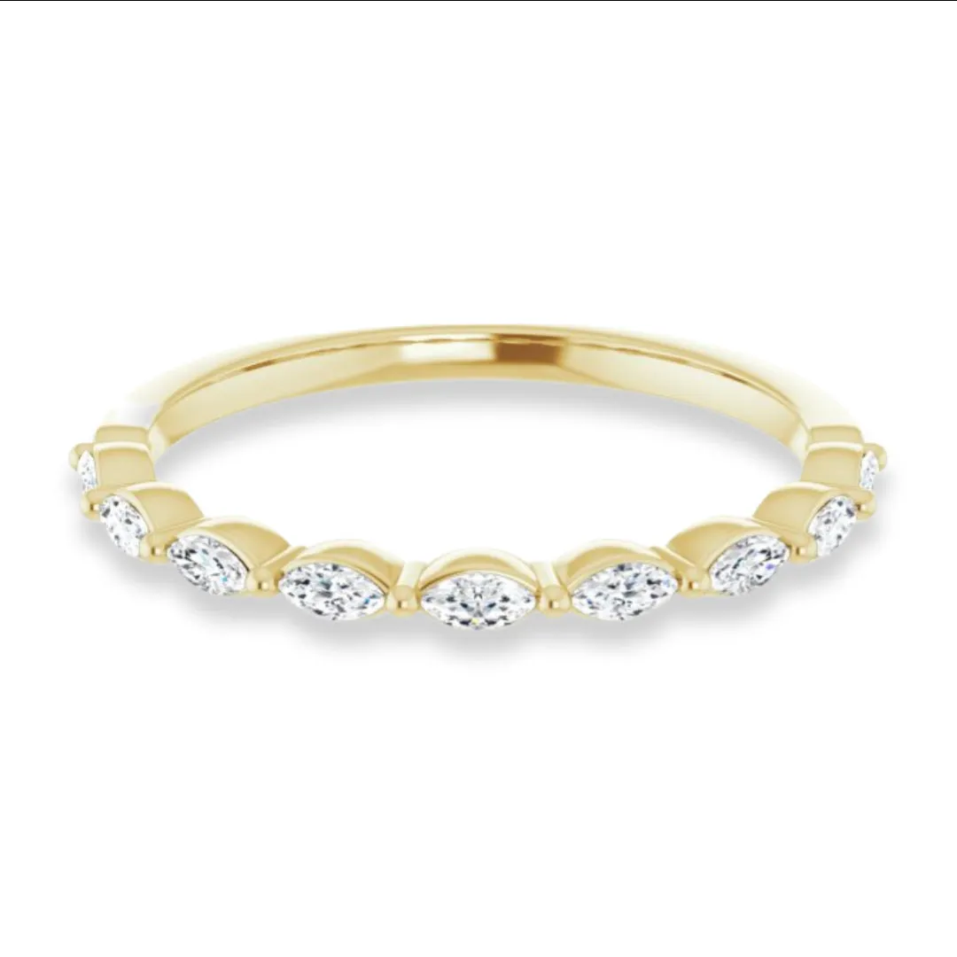 Marquise Diamond Shared Prong Wedding Band