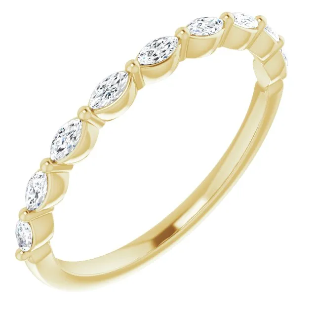 Marquise Diamond Shared Prong Wedding Band