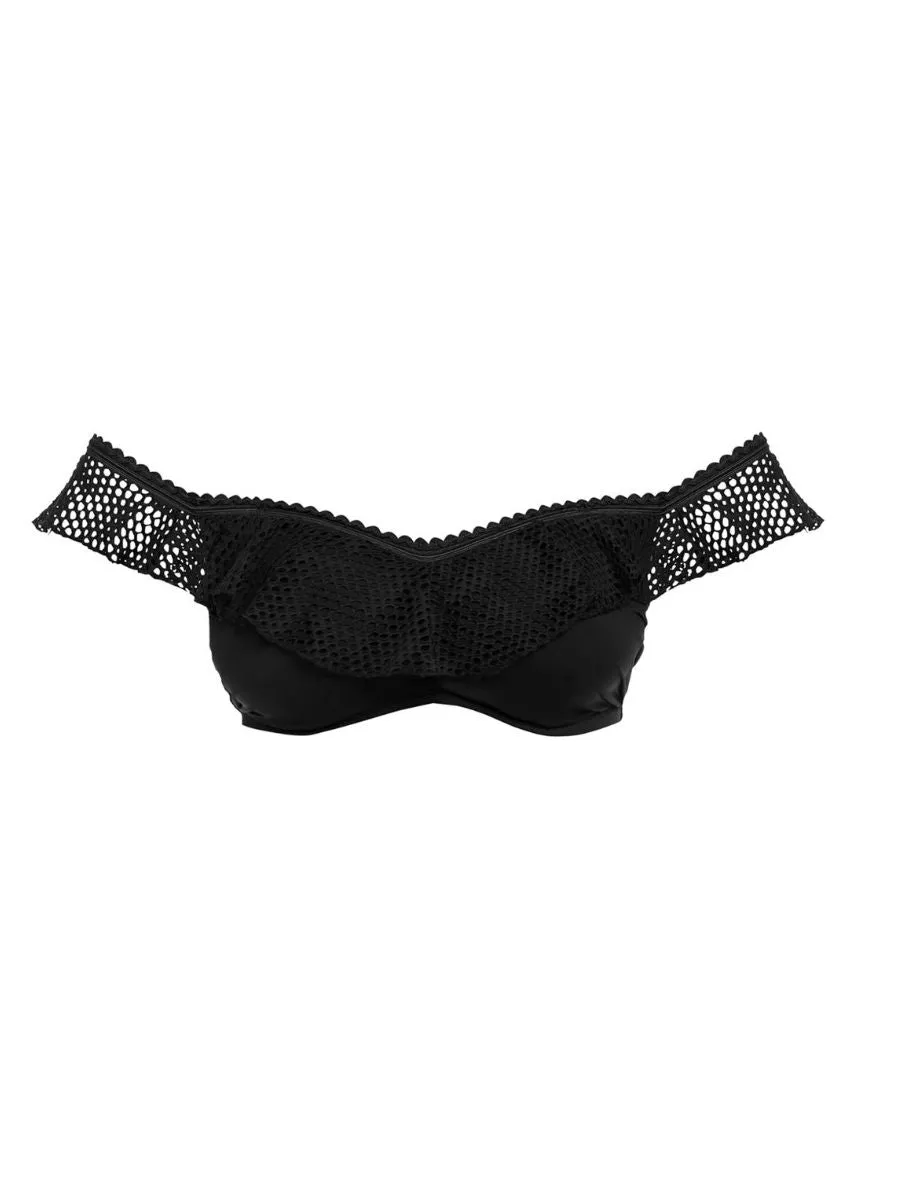 Marseille Bardot Bikini Top - Black