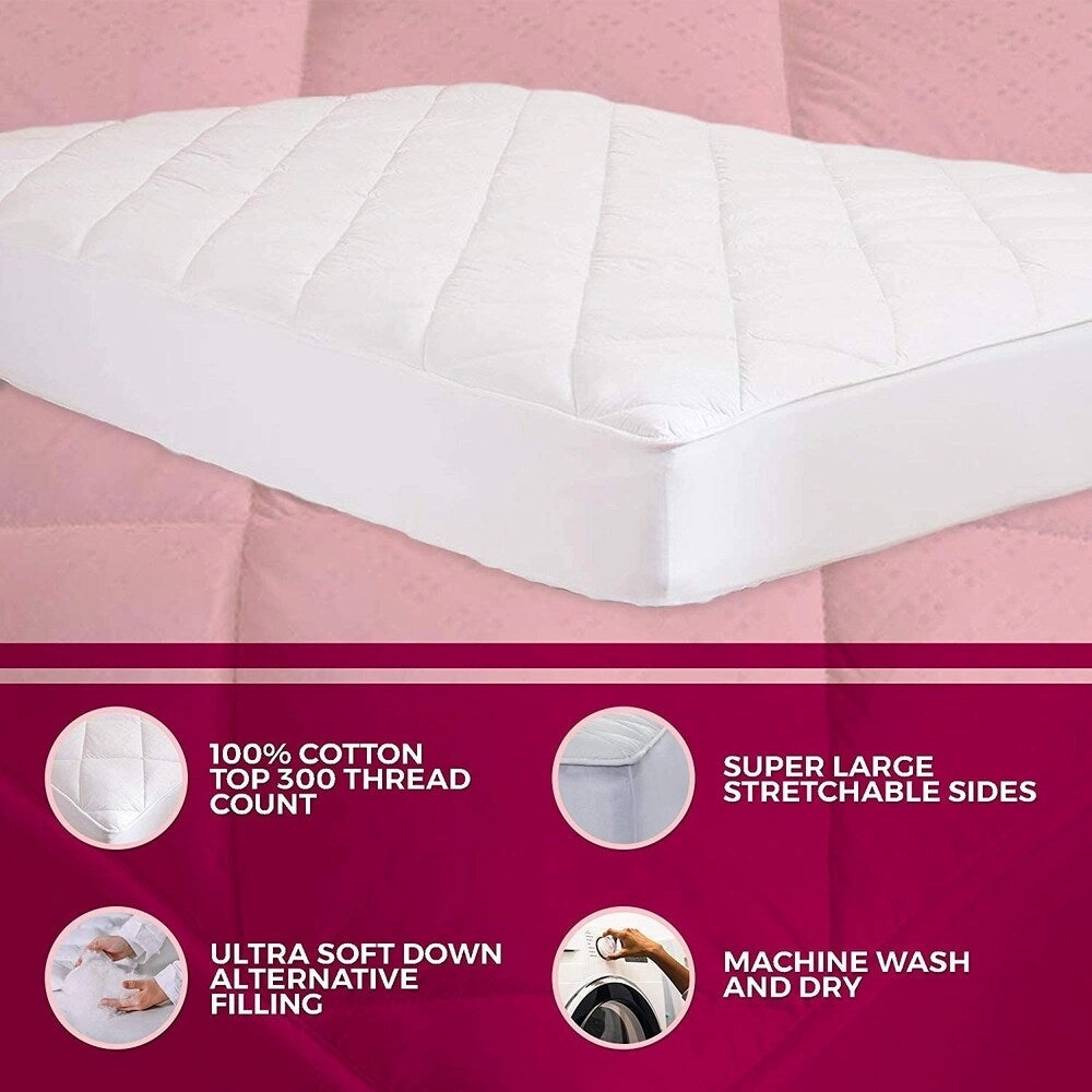Mastertex Cot Size Mattress Pad Fitted Down Alternative Mattress Cover Cot Camping/RV Campers 33x75