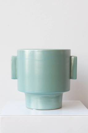Matte Aqua 6 3/4" pot Vase,Flower Vase