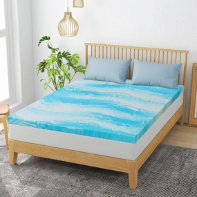 Mattress Topper, 2 Inch Gel Memory Foam Mattress Topper - Ripple Blue mattress pads,mattress topper,bed protection