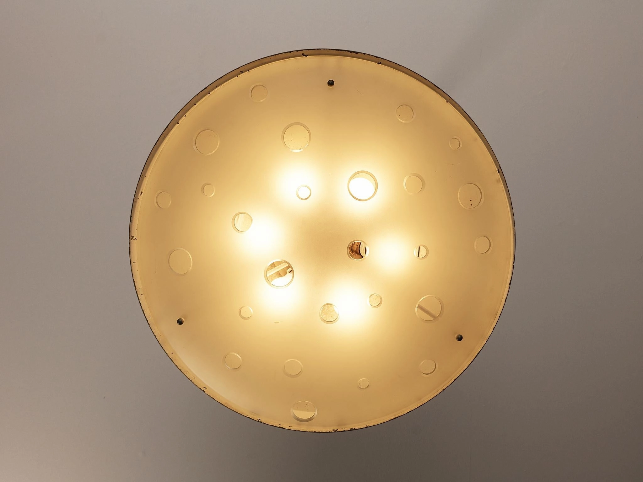 Max Ingrand for Fontana Arte Chandelier in Satin Crystal and Brass