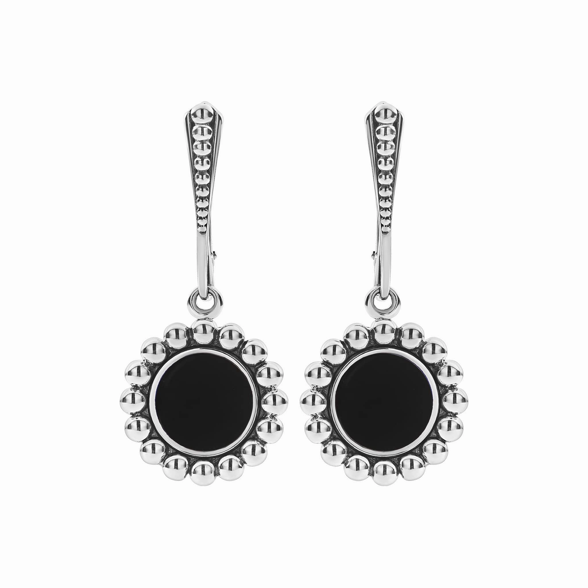 Maya Small Onyx Circle Drop Earrings