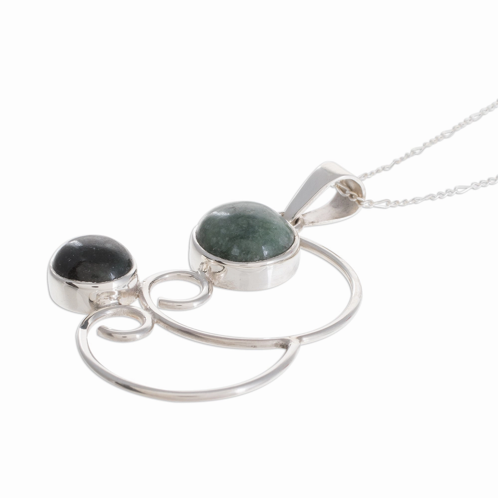 Maya Treasures Swirl Pattern Jade Pendant Necklace from Guatemala