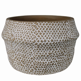 Medina Basket Cachepot, Cement - Lrg Vase,Ceramic Vase