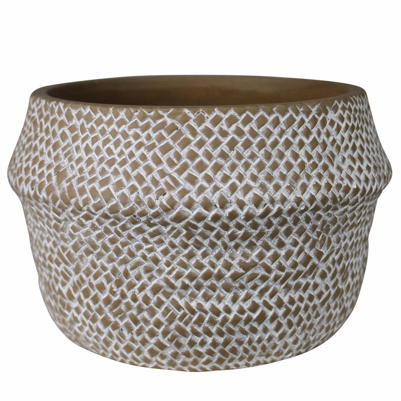 Medina Basket Cachepot, Cement - Lrg Vase,Ceramic Vase