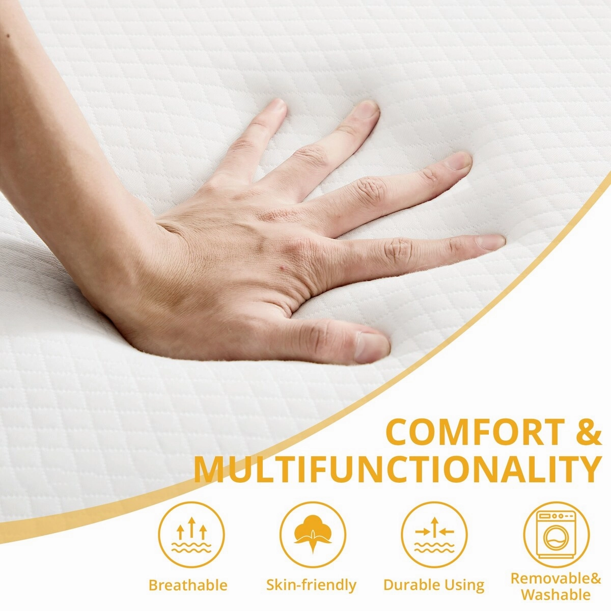 Medium 3"&4" Infused Tri-fold Memory Foam Folding Mattress Topper for Camping, Foldable Mattress Topper with Washable Cover