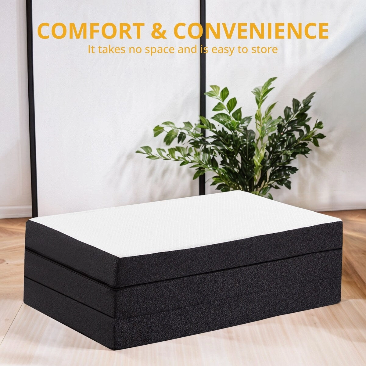 Medium 3"&4" Infused Tri-fold Memory Foam Folding Mattress Topper for Camping, Foldable Mattress Topper with Washable Cover