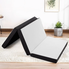 Medium 3"&4" Infused Tri-fold Memory Foam Folding Mattress Topper for Camping, Foldable Mattress Topper with Washable Cover mattress pads,mattress topper,bed protection