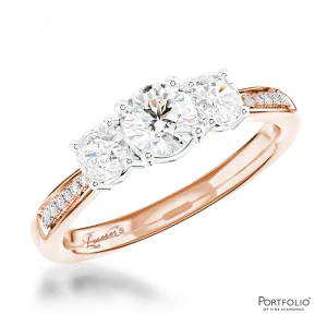 Memoire Three Stone 0.34ct F SI2 Diamond Rose Gold/Platinum Ring