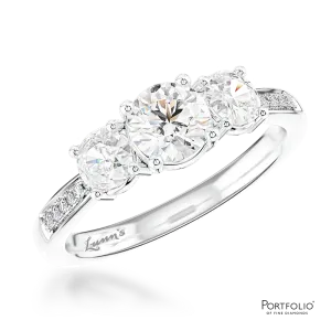Memoire Three Stone 0.50ct F VS2 Diamond Platinum Ring
