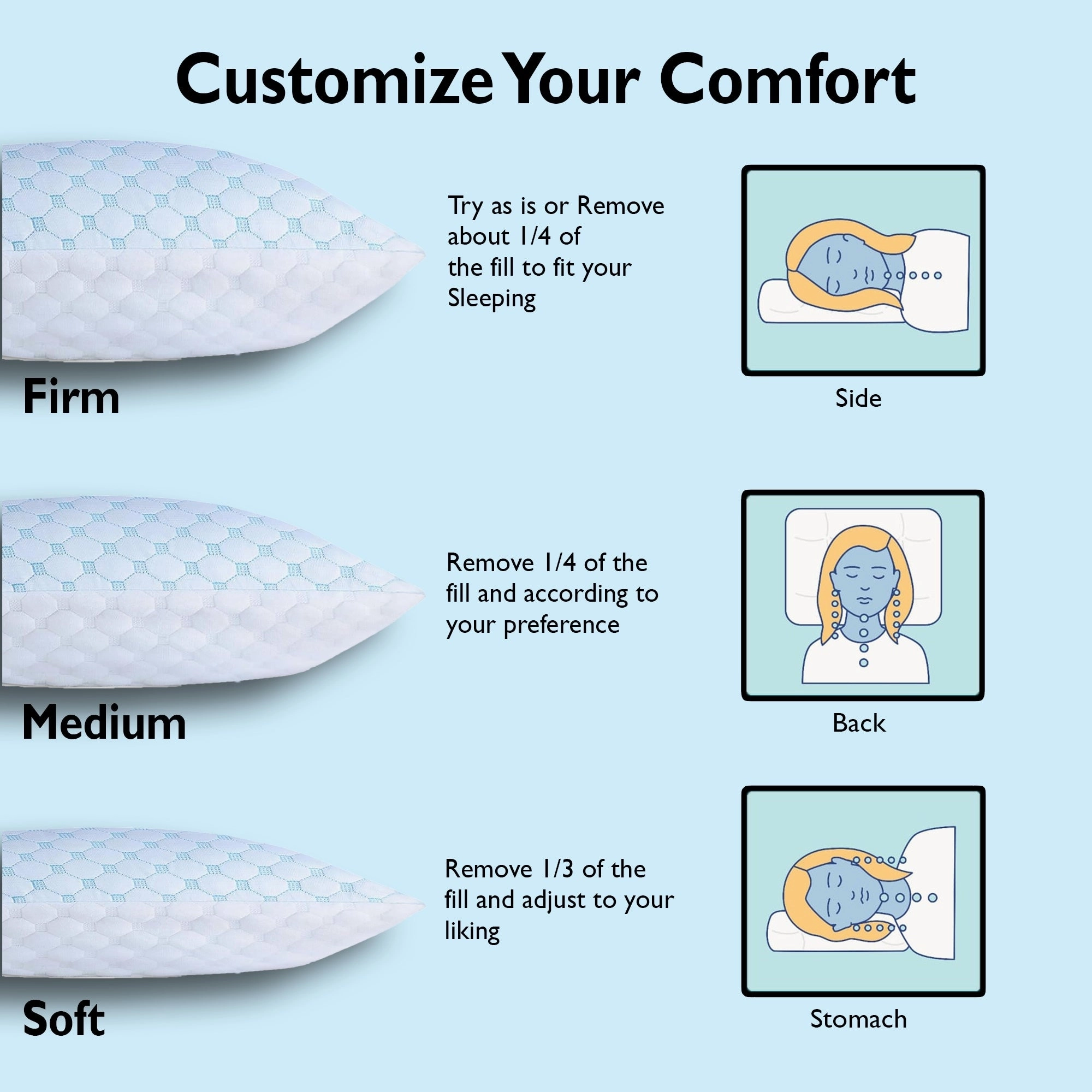 Memory Foam Pillow with Bamboo Cover, Adjustable Firmness, Premium Luxury Gel Memory Foam Pillows. - N/A